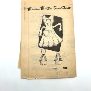 Marian Martin Vintage 1950's Mail Order Pattern #9216 Women's Full Apron Size S